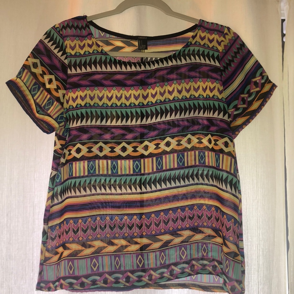 Forever 21 multicolored short sleeve blouse